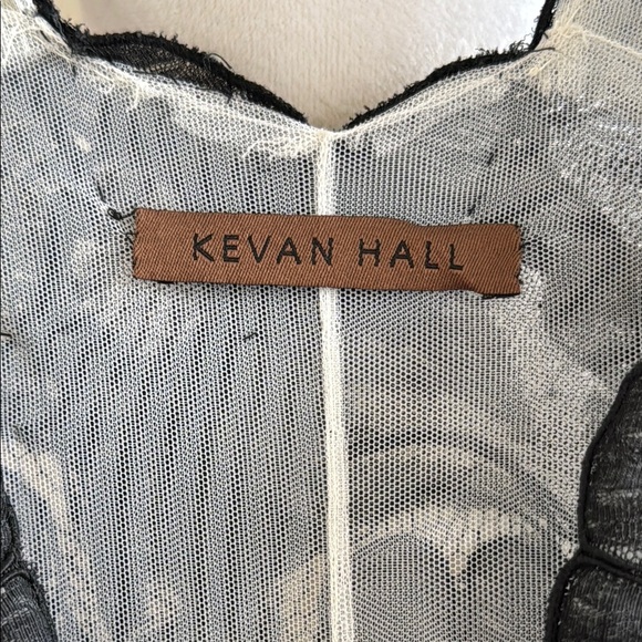 Kevan Hall Elegant V-Neckline Black Floral Lace Maxi Prom Dress Size 4 - Picture 4 of 10